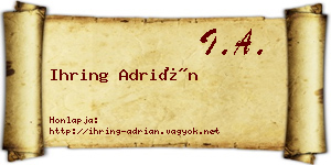 Ihring Adrián névjegykártya